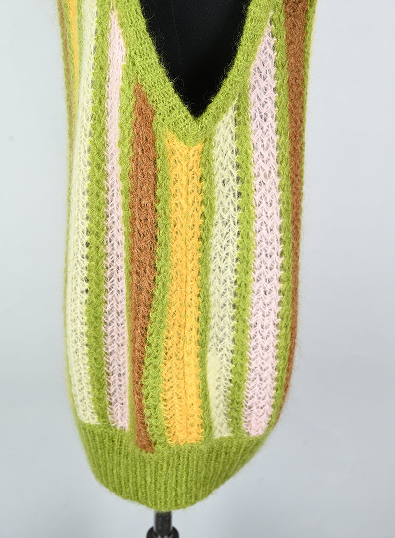 Miu Miu Gilet in lana a righe verde - Tg. 40