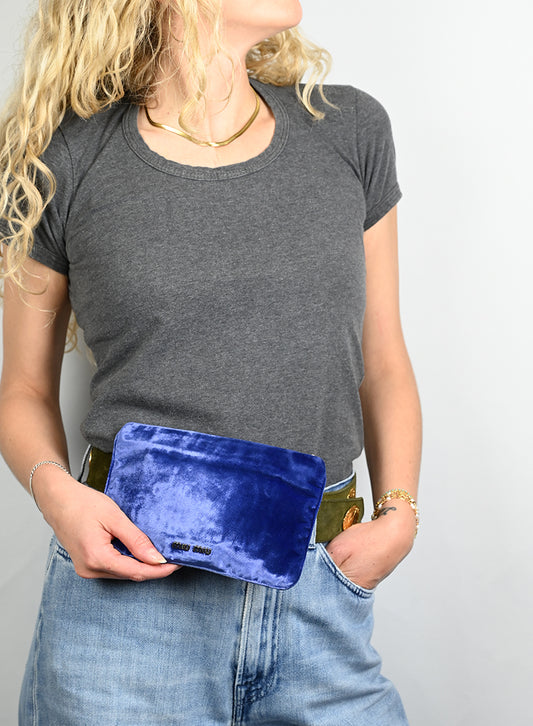 Miu Miu Pochette in velluto blu