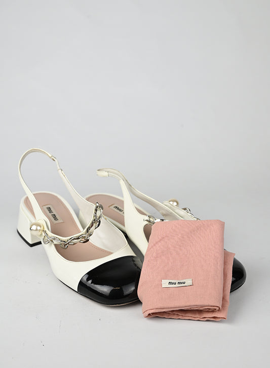 Miu Miu Slingback Vernice Bianca - N. 38 - lesleyluxuryvintage
