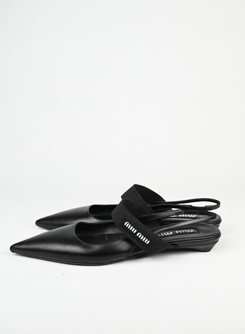 Miu Miu Slingback flat in pelle nera - N. 37 ½