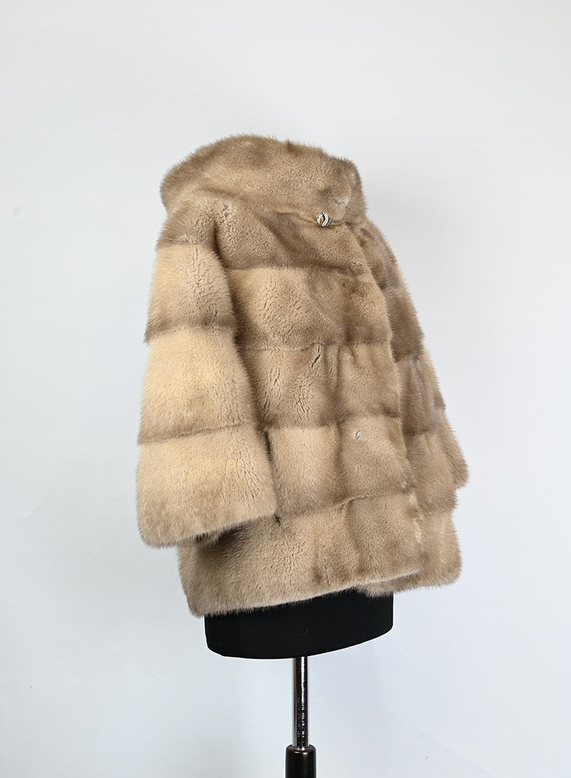 Pelliccia corta in visone beige - Tg. 42