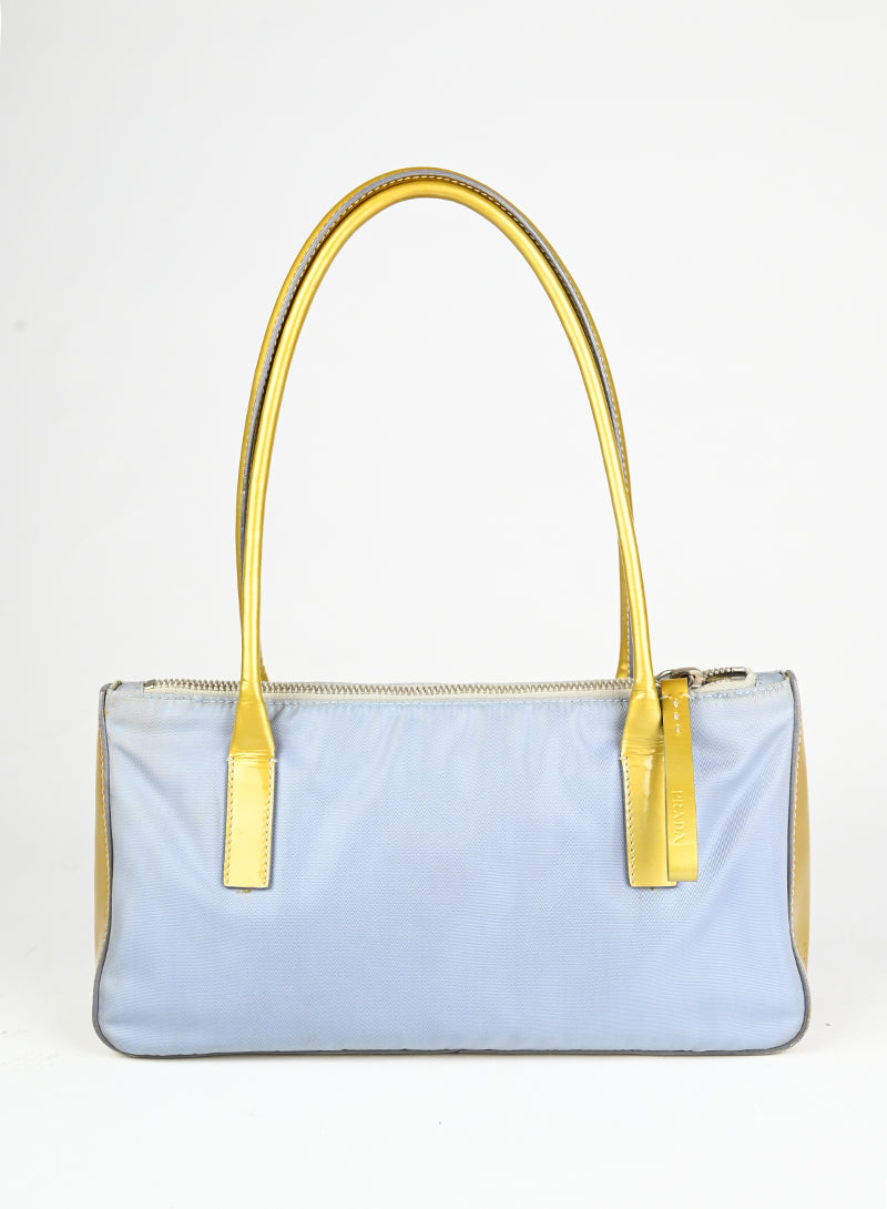 Prada Borsa in Re-nylon azzurra e oro