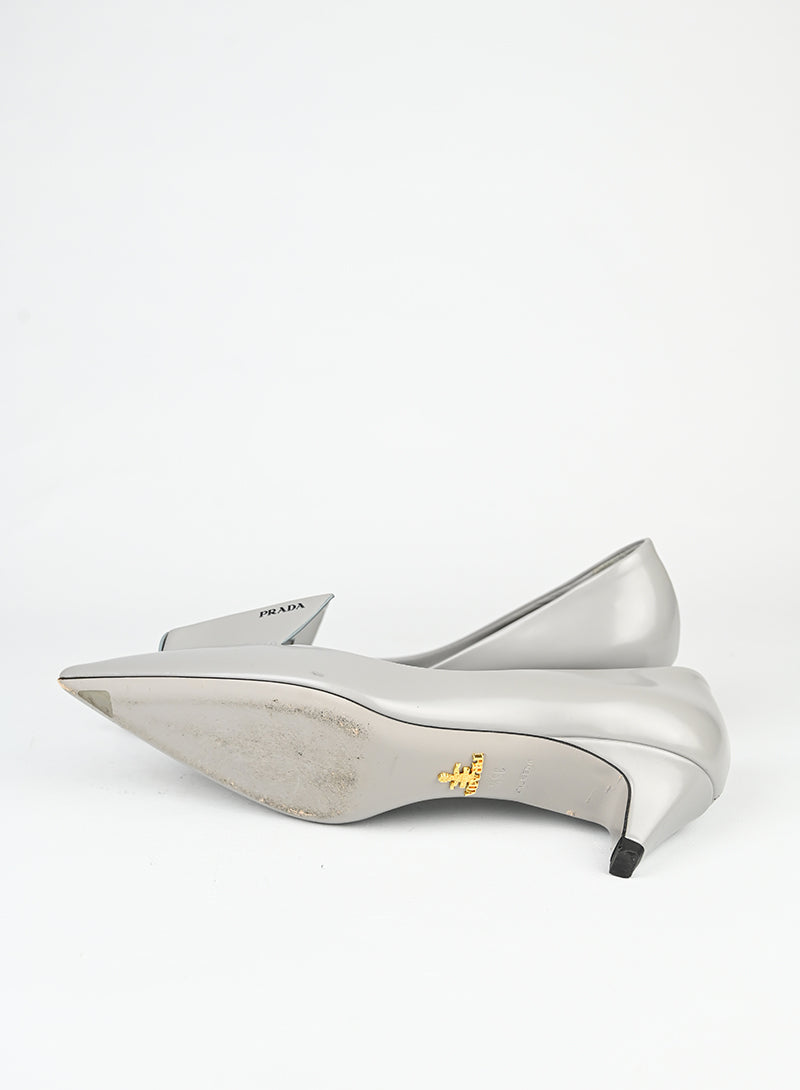 Prada Décolleté Origami in pelle grigia - N. 35 ½