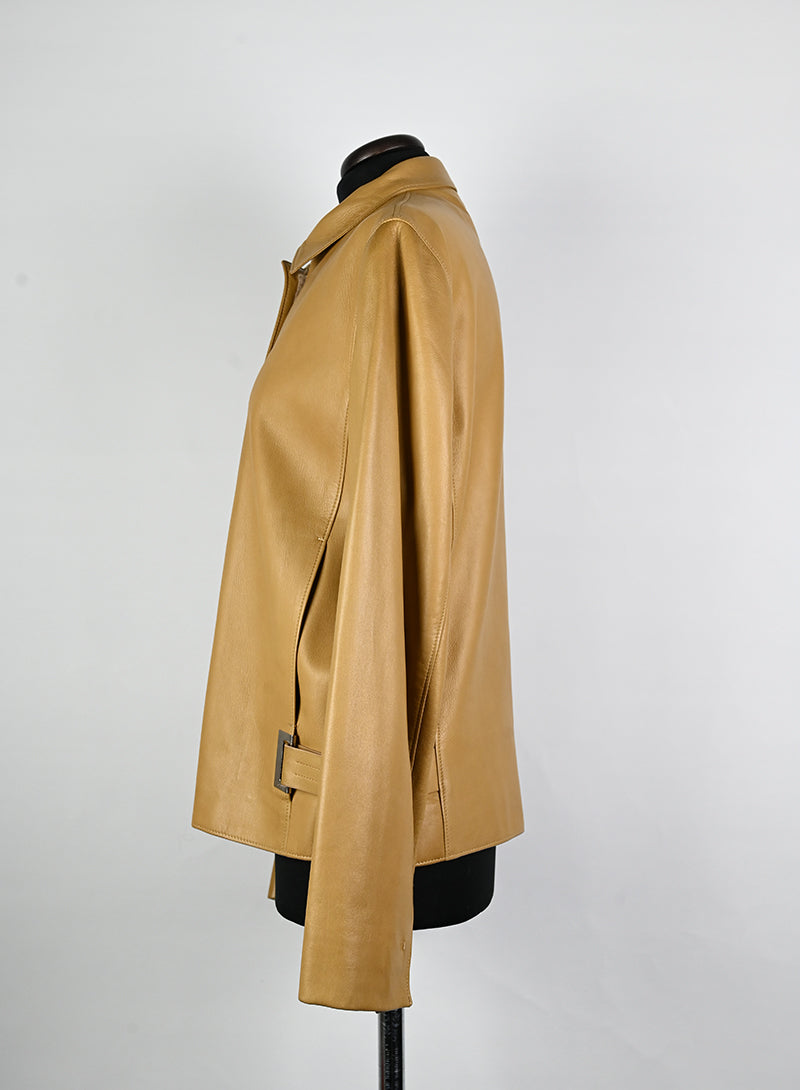 Prada Giacca in pelle nappa biscotto - Tg. 44