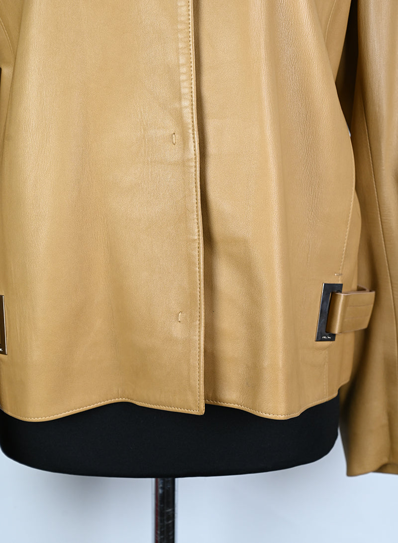 Prada Giacca in pelle nappa biscotto - Tg. 44