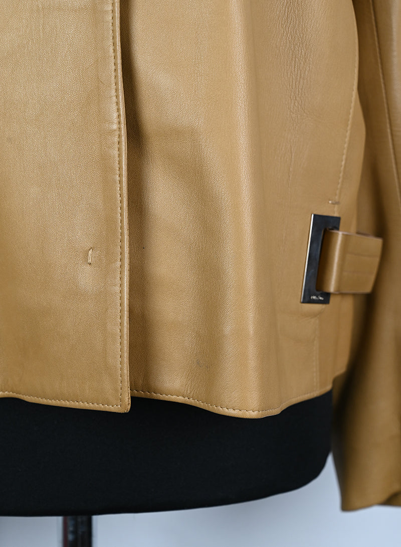 Prada Giacca in pelle nappa biscotto - Tg. 44