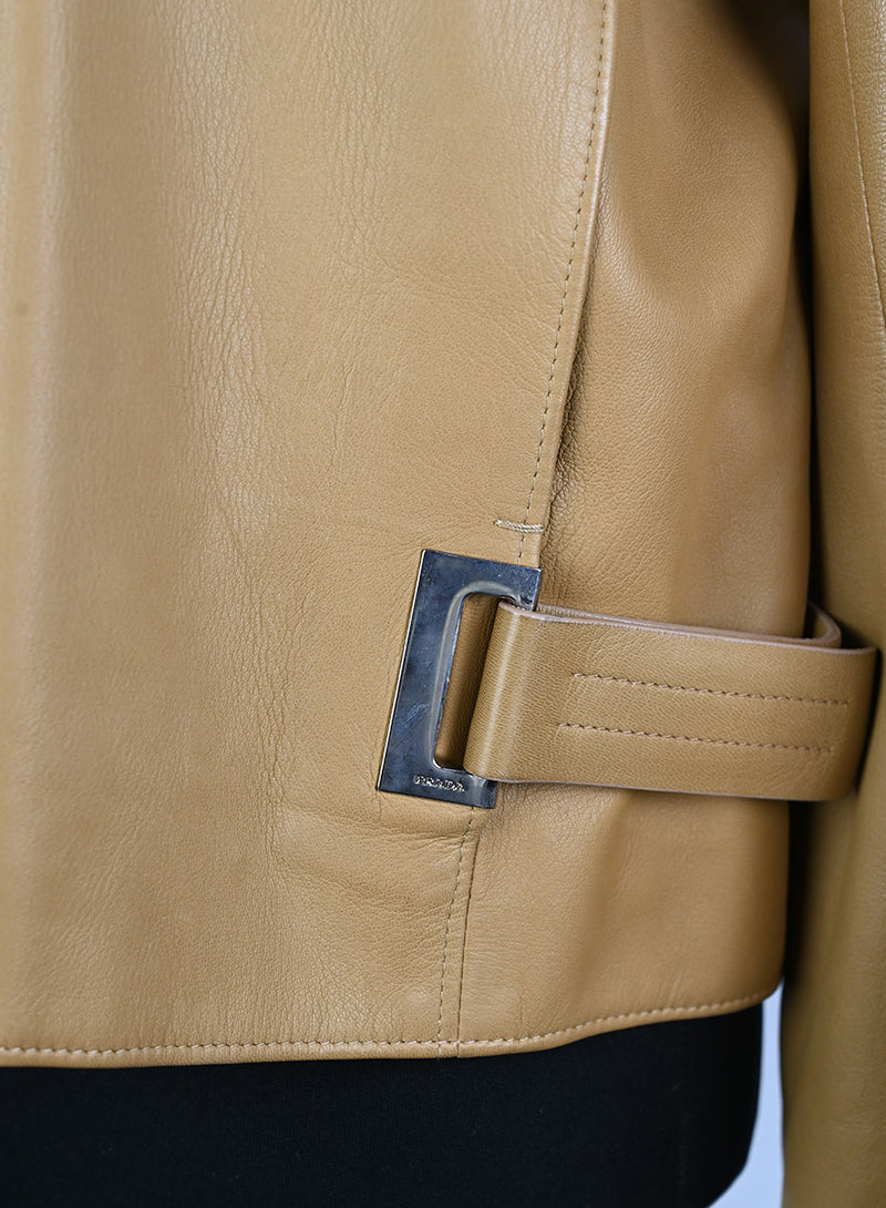 Prada Giacca in pelle nappa biscotto - Tg. 44