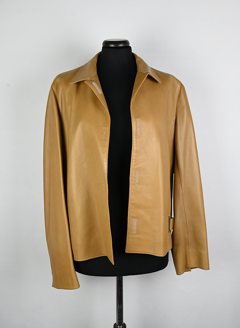 Prada Giacca in pelle nappa biscotto - Tg. 44