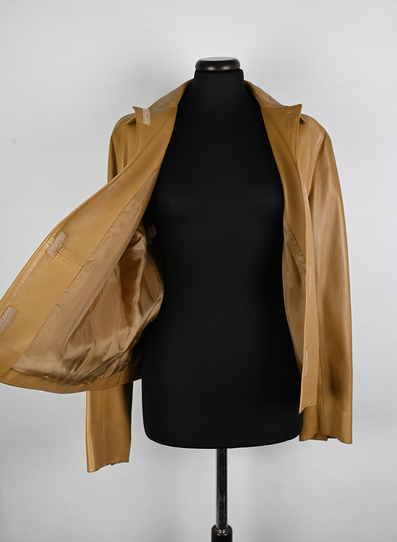 Prada Giacca in pelle nappa biscotto - Tg. 44
