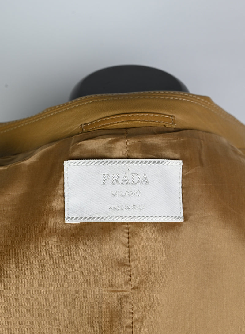 Prada Giacca in pelle nappa biscotto - Tg. 44