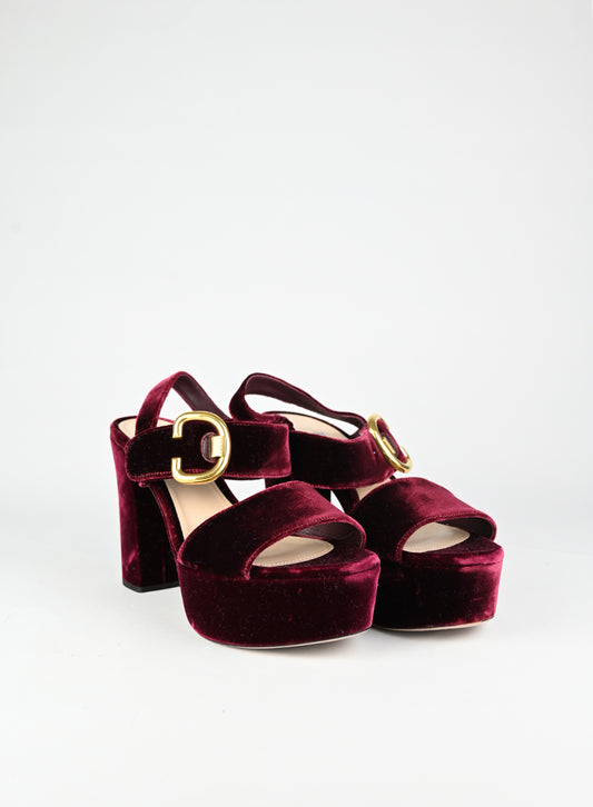 Prada Sandali in velluto bordeaux - N. 39