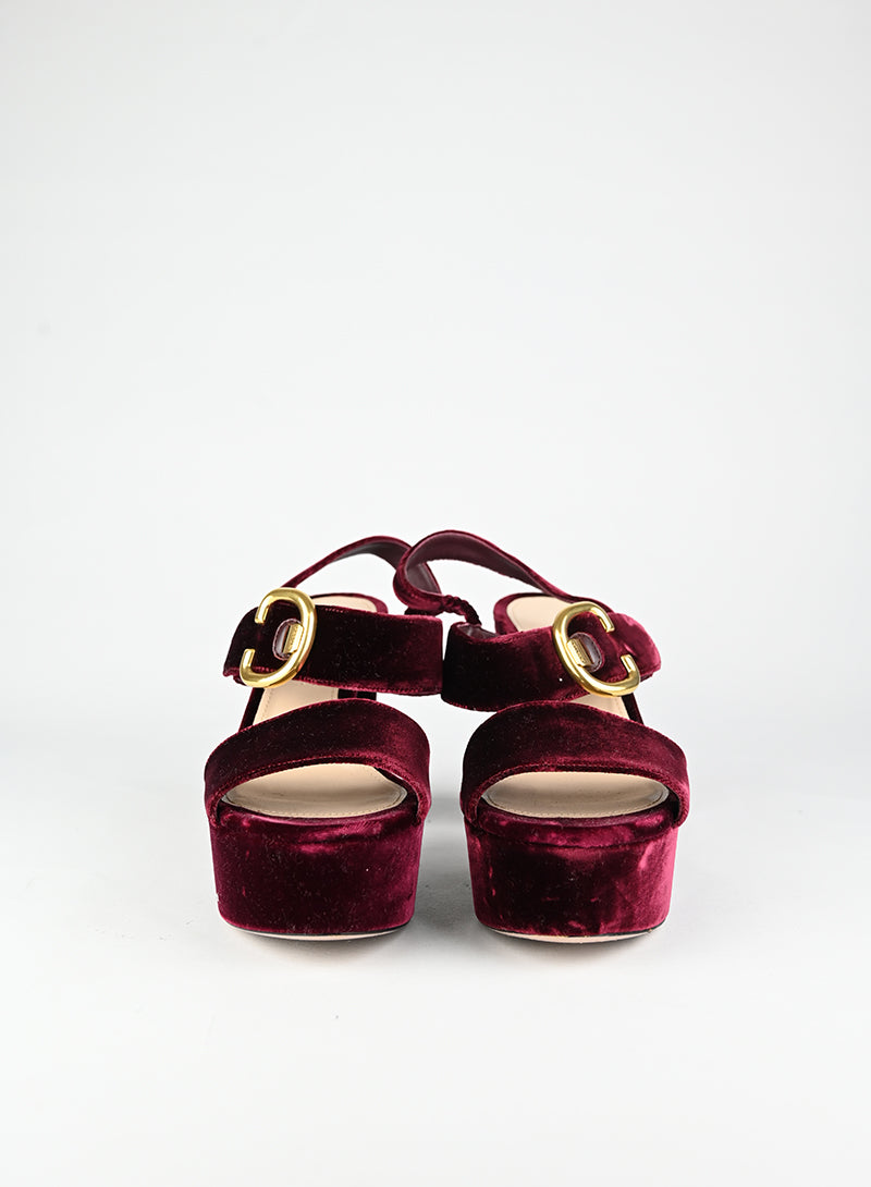 Prada Sandali in velluto bordeaux - N. 39