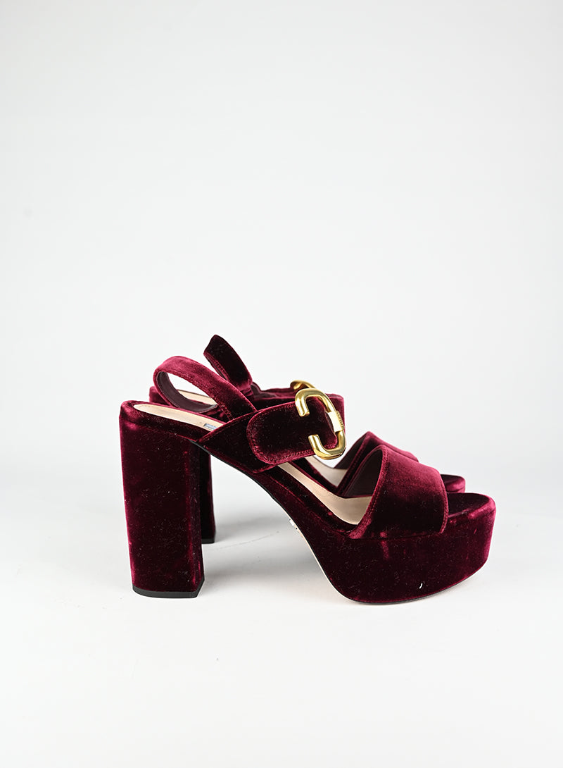 Prada Sandali in velluto bordeaux - N. 39