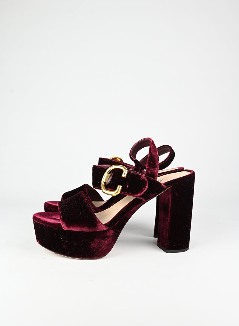 Prada Sandali in velluto bordeaux - N. 39