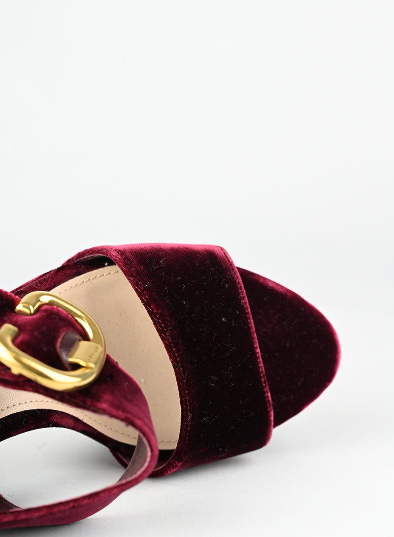 Prada Sandali in velluto bordeaux - N. 39