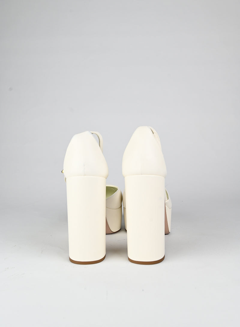 Prada Sandali con plateau in pelle bianca - N. 39 ½