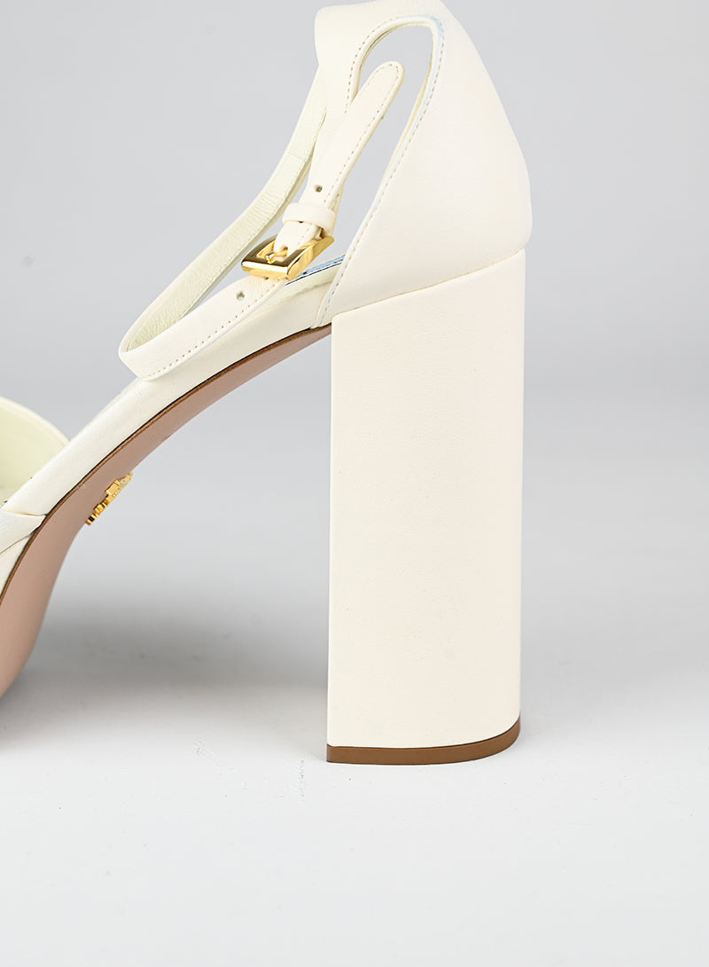 Prada Sandali con plateau in pelle bianca - N. 39 ½