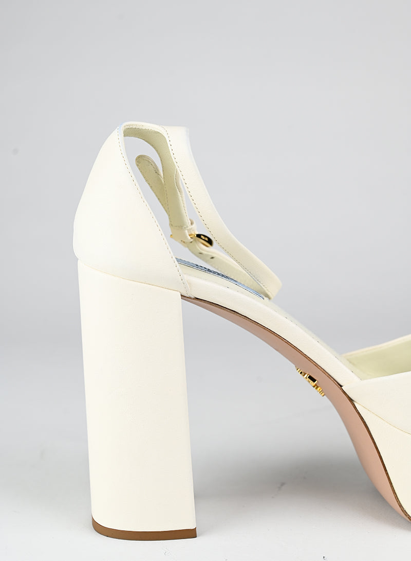 Prada Sandali con plateau in pelle bianca - N. 39 ½