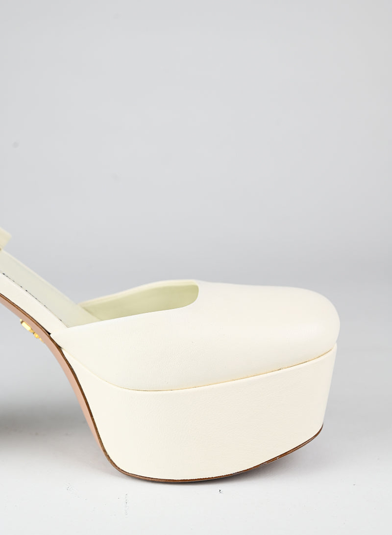 Prada Sandali con plateau in pelle bianca - N. 39 ½