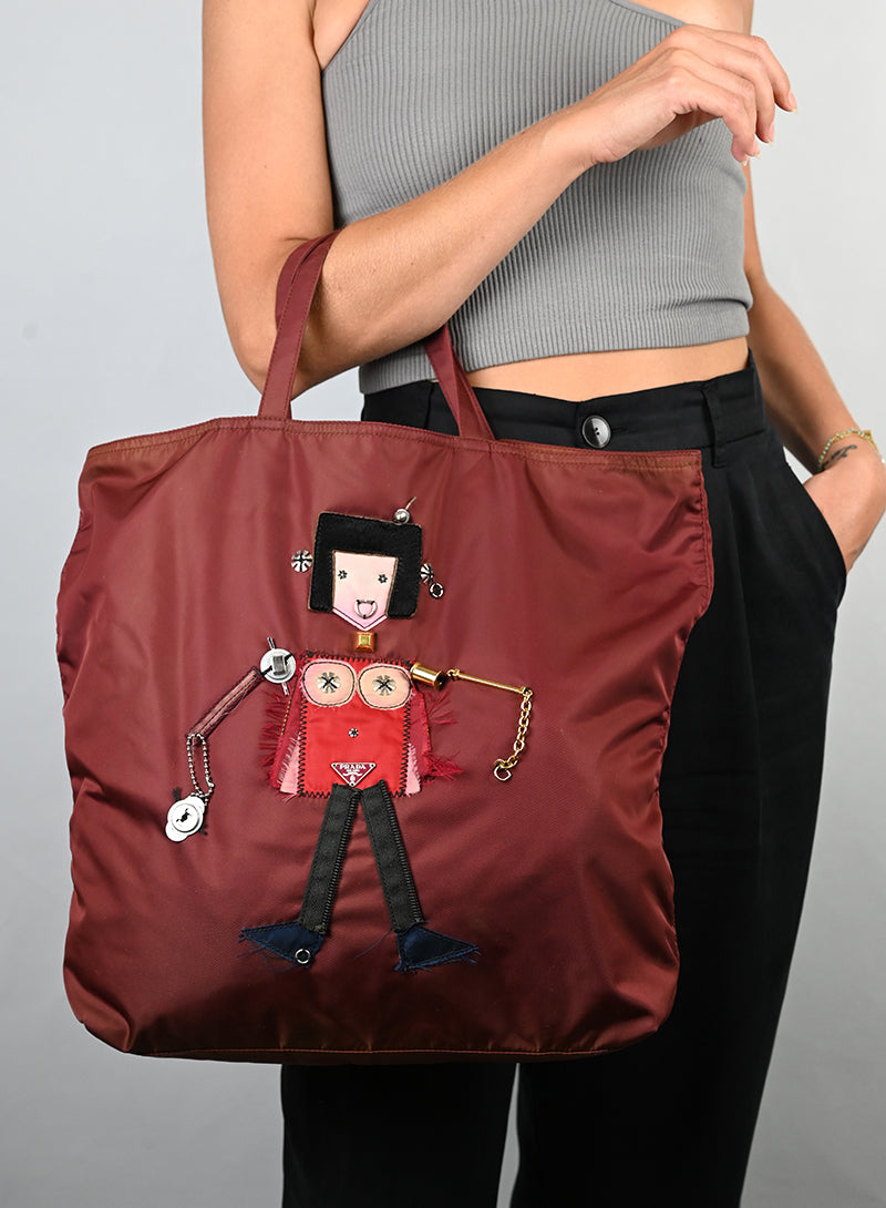 Prada Tote Bag in tela Nylon bordeaux
