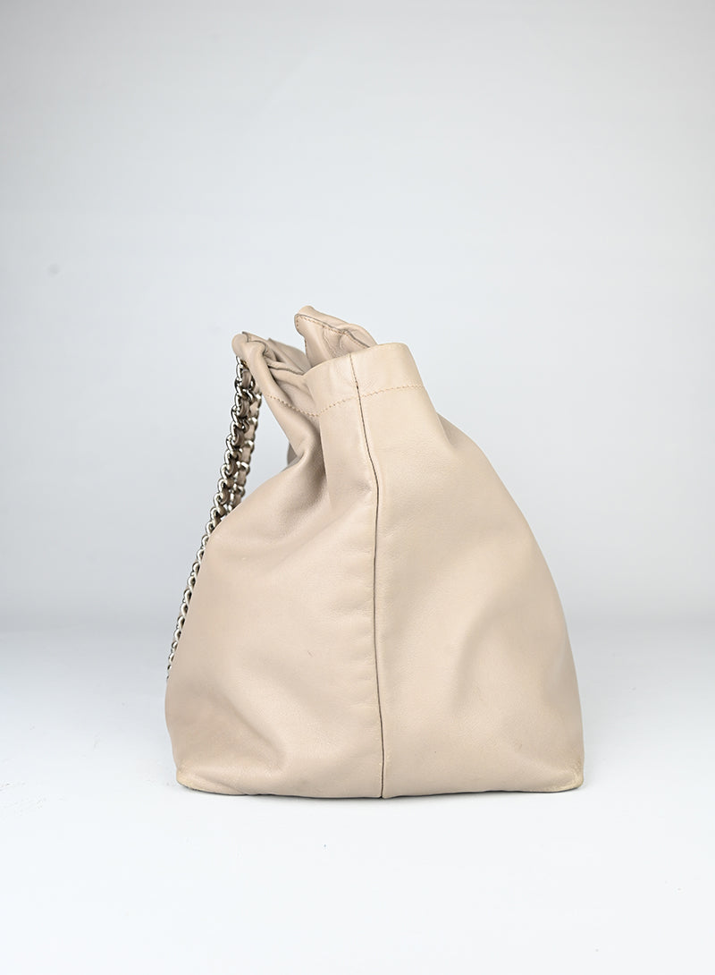 Prada Borsa shopper in pelle beige