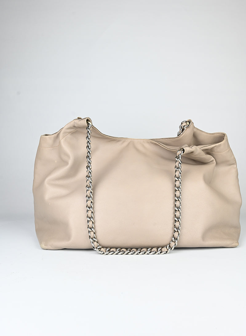 Prada Borsa shopper in pelle beige