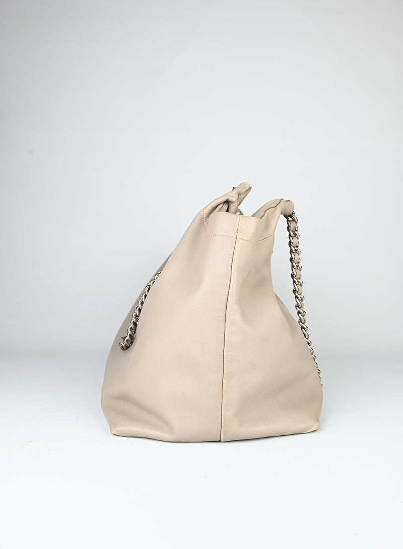 Prada Borsa shopper in pelle beige