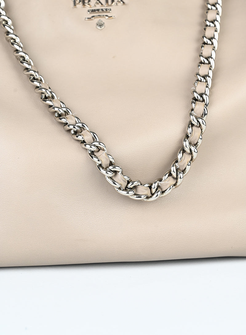 Prada Borsa shopper in pelle beige