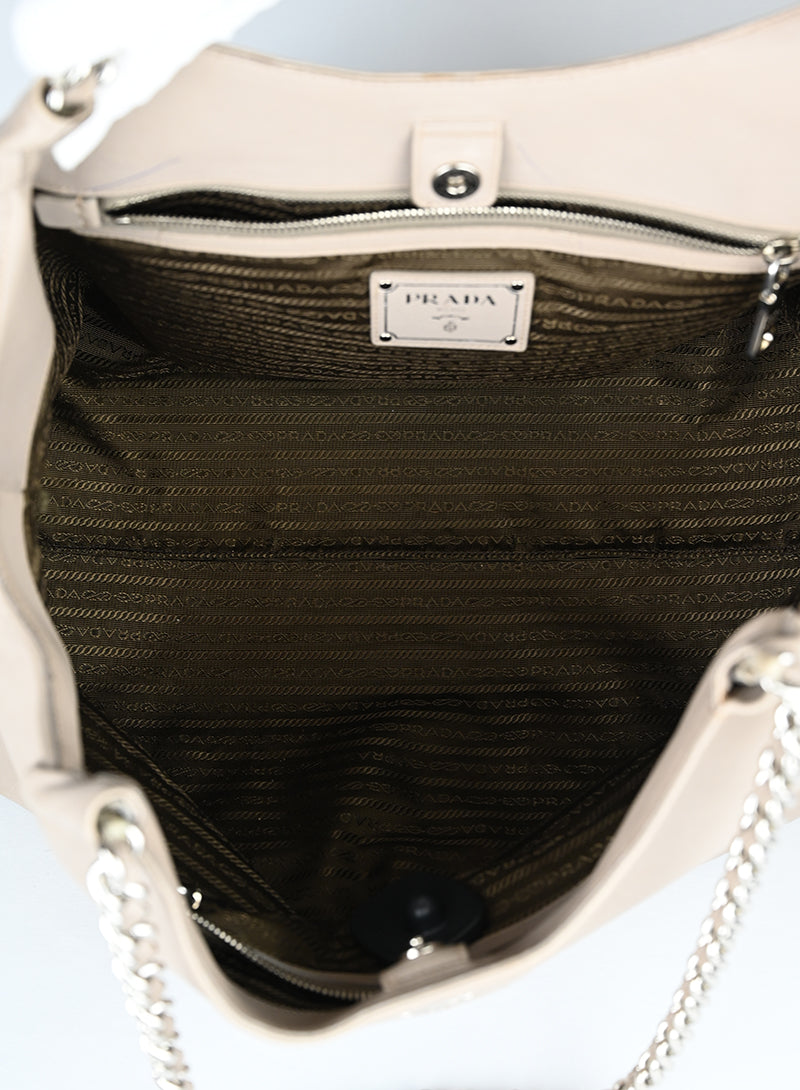Prada Borsa shopper in pelle beige