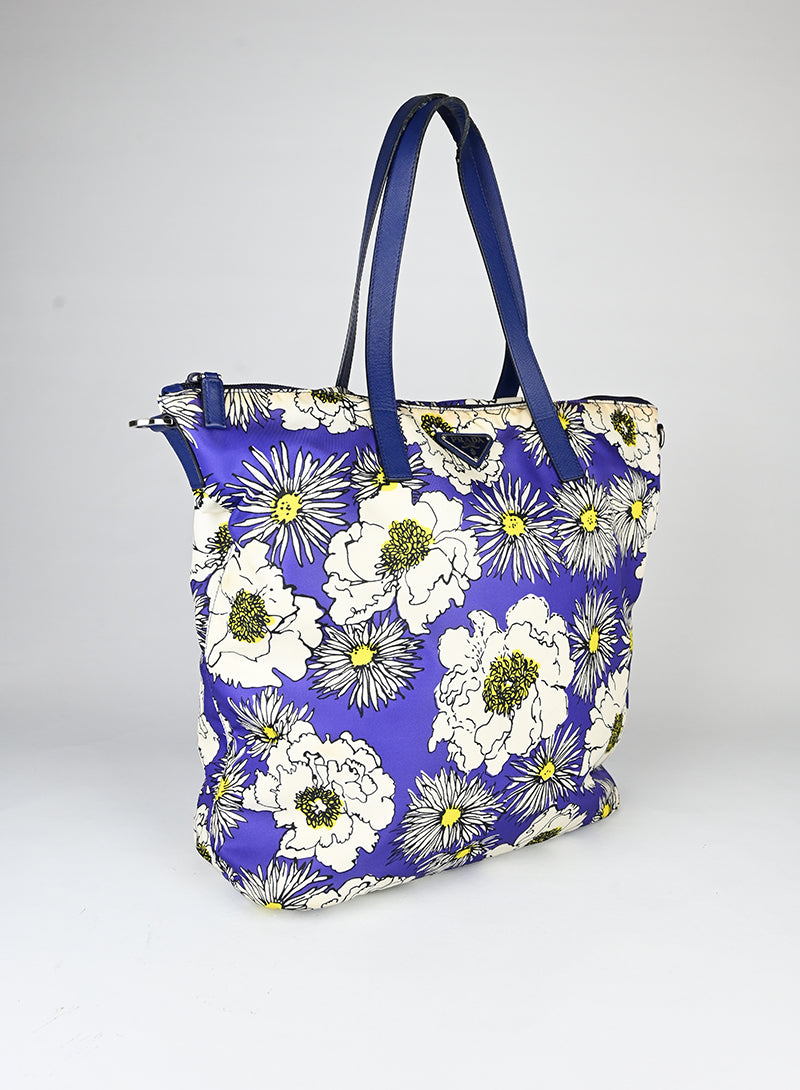 Prada Shopper in Nylon con Margherite