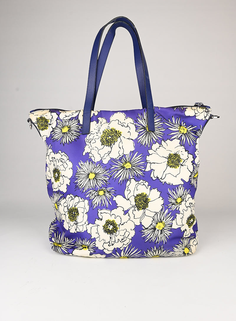Prada Shopper in Nylon con Margherite