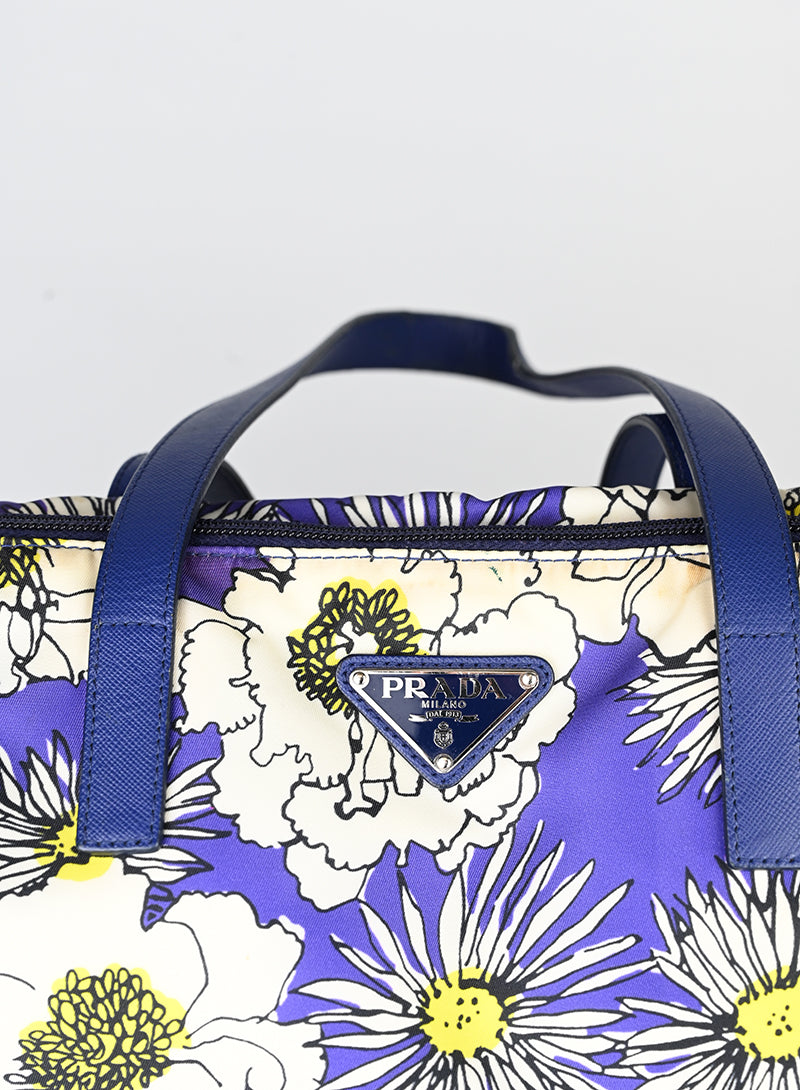 Prada Shopper in Nylon con Margherite