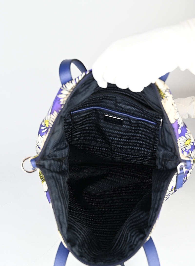 Prada Shopper in Nylon con Margherite