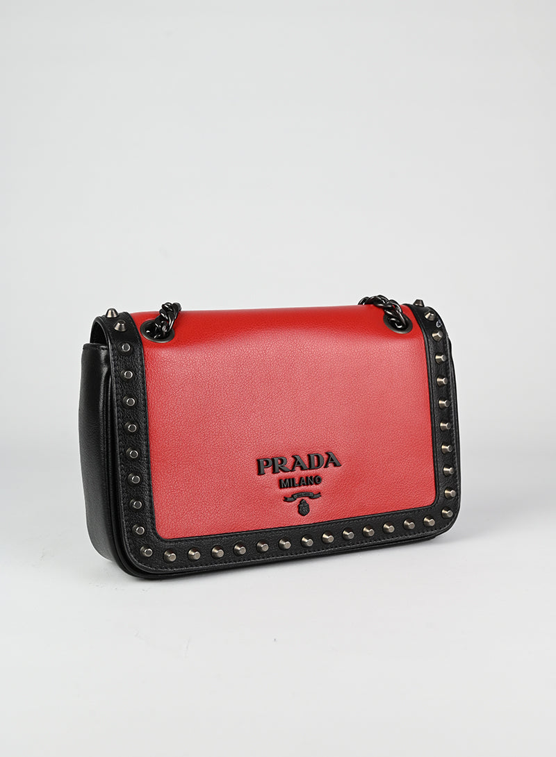 Prada Borsa in pelle rossa e nera