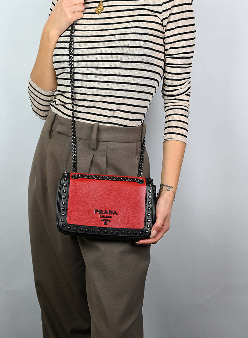 Prada Borsa in pelle rossa e nera
