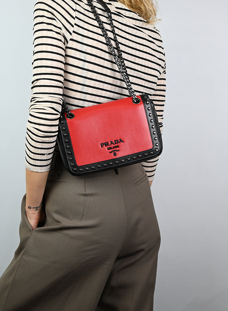 Prada Borsa in pelle rossa e nera