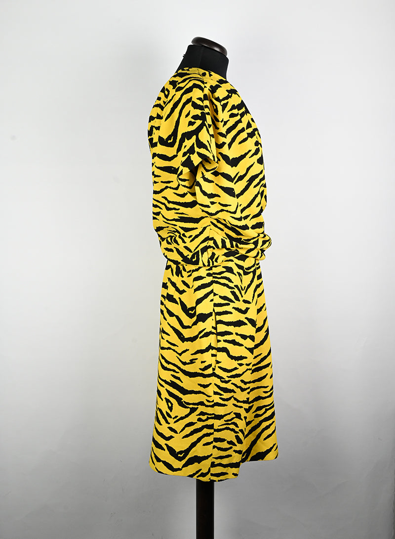 Saint Laurent Abito animalier giallo e nero - Tg. 40