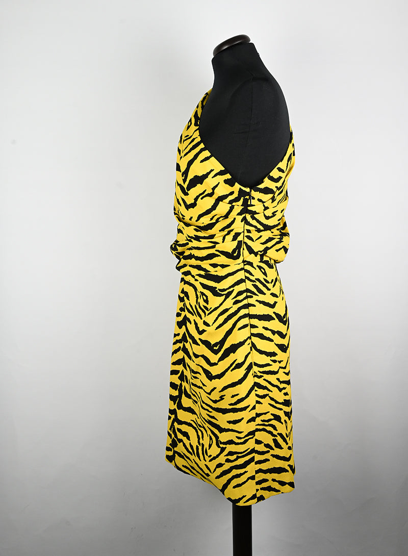 Saint Laurent Abito animalier giallo e nero - Tg. 40
