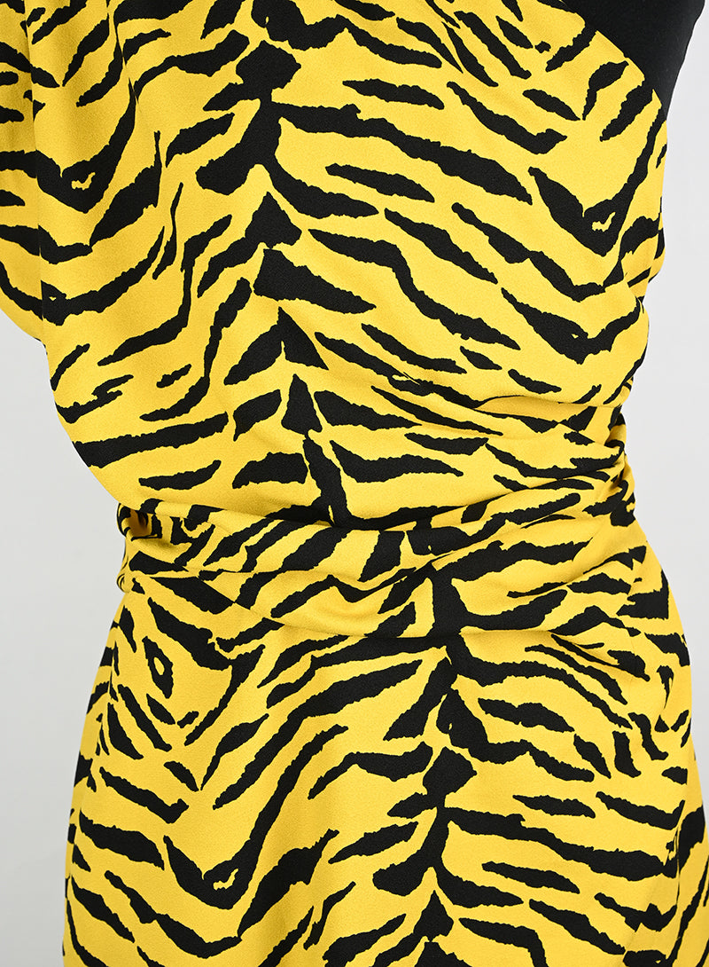 Saint Laurent Abito animalier giallo e nero - Tg. 40