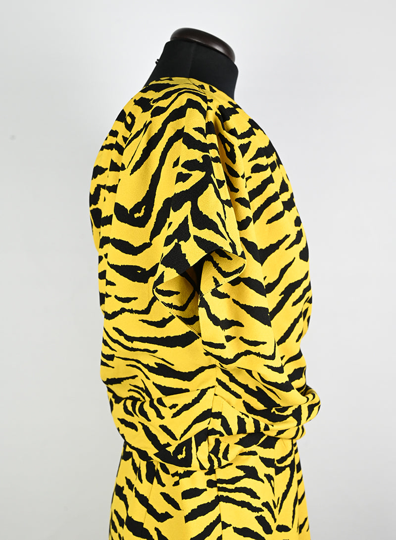 Saint Laurent Abito animalier giallo e nero - Tg. 40