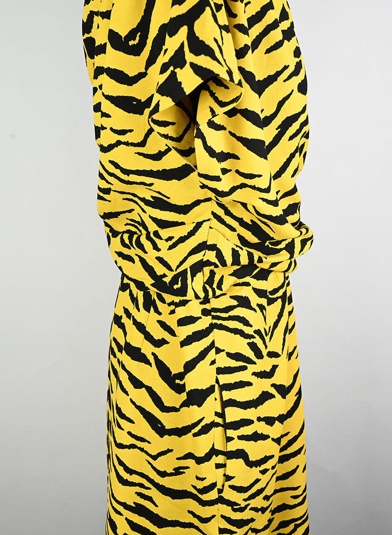 Saint Laurent Abito animalier giallo e nero - Tg. 40