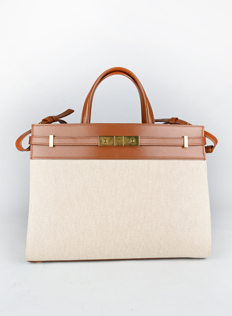 Saint Laurent Borsa Manhattan in canvas beige