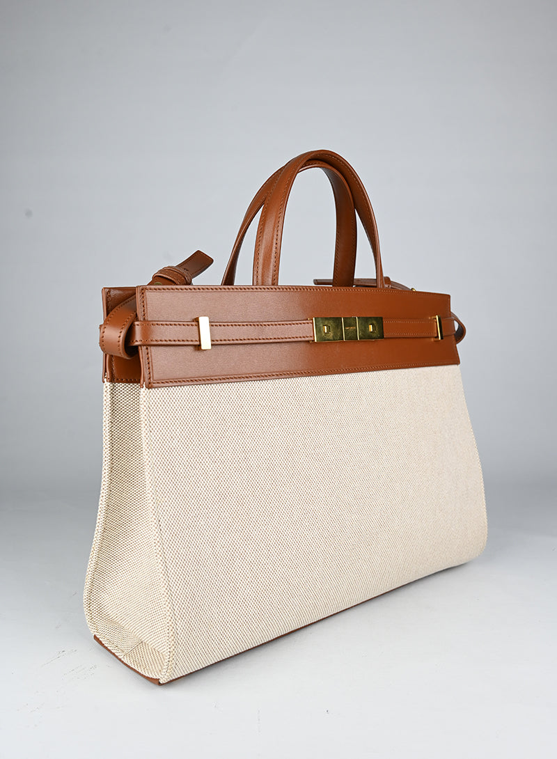 Saint Laurent Borsa Manhattan in canvas beige