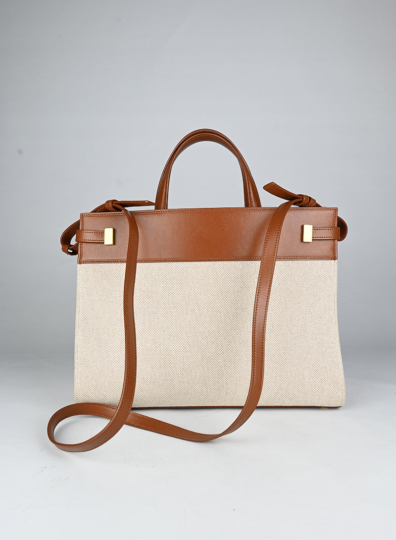 Saint Laurent Borsa Manhattan in canvas beige