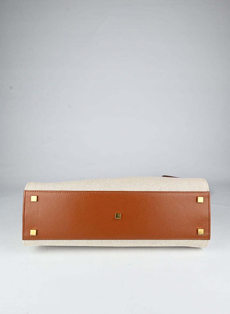 Saint Laurent Borsa Manhattan in canvas beige