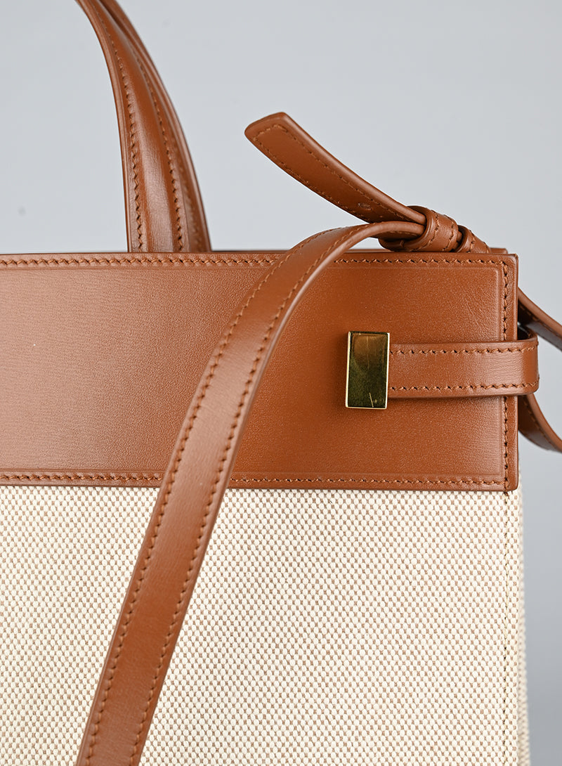 Saint Laurent Borsa Manhattan in canvas beige