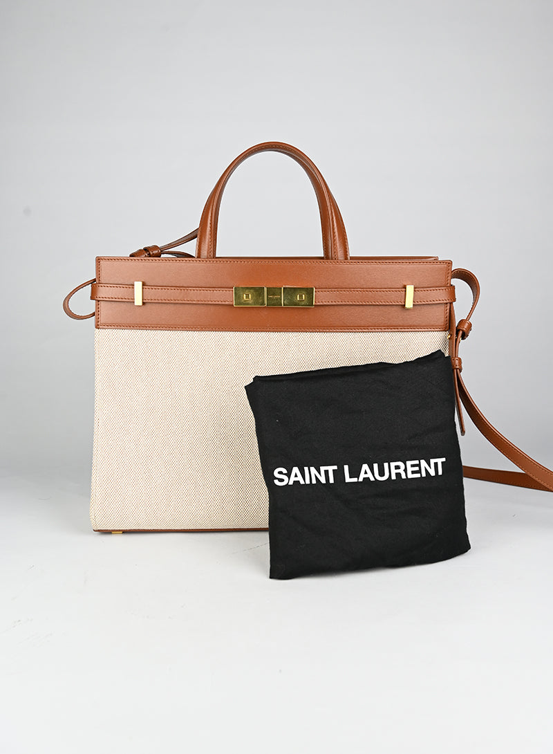 Saint Laurent Borsa Manhattan in canvas beige