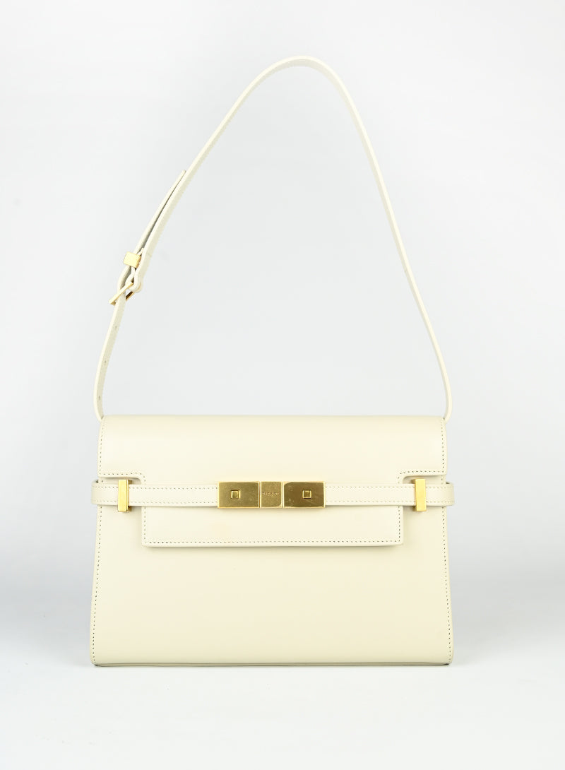 Saint Laurent Borsa Manhattan in pelle bianca