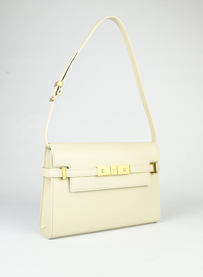 Saint Laurent Borsa Manhattan in pelle bianca