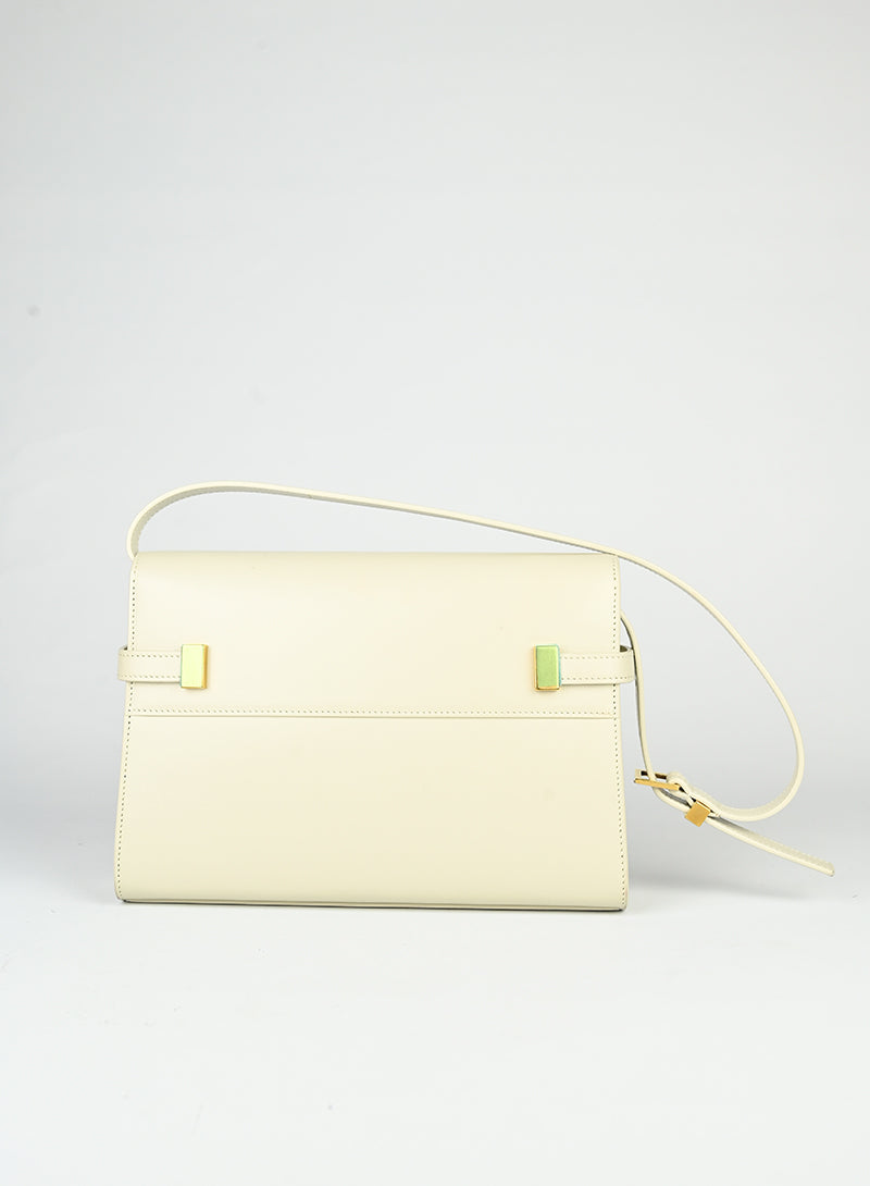 Saint Laurent Borsa Manhattan in pelle bianca